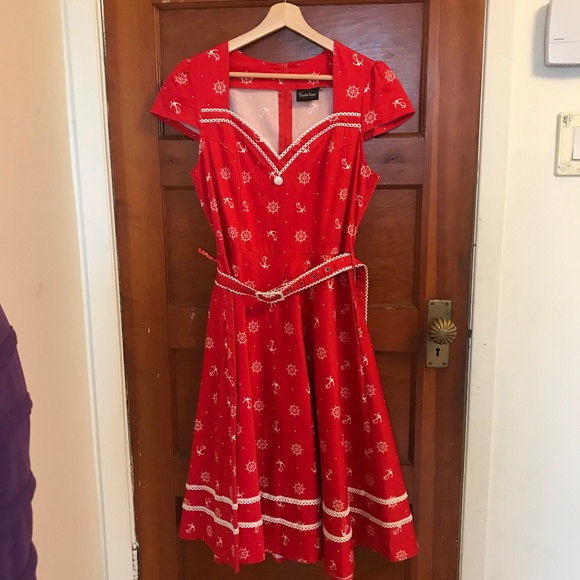 Voodoo Vixen Dresses & Skirts - Voodoo Vixen Red Belted Dress